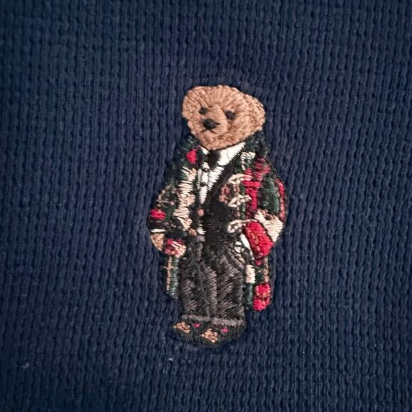 Polo Ralph Lauren Men’s Polo Bear Waffle-Knit Pajama Shirt Size Large Navy Blue - Picture 5 of 5